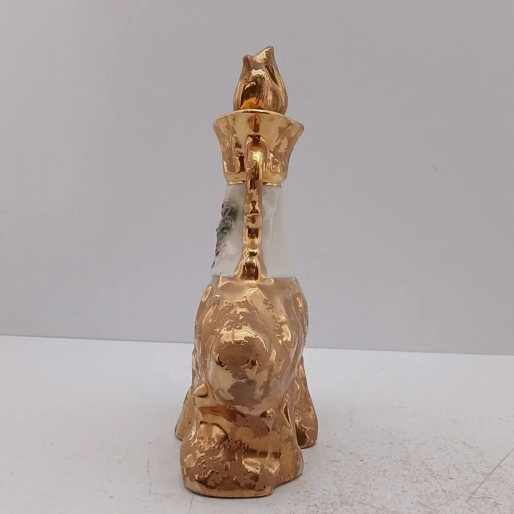 Jim Beam Liquor Decanter Distillery Whiskey Empty Vase Bottle Gold Regal China